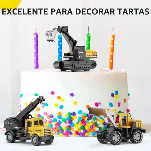 Vista 8 de HONGTUO Mini vehículos de construcción de aleación, juego de 8 piezas de juguetes de construcción fundidos a presión, excavadoras, camión mezclador