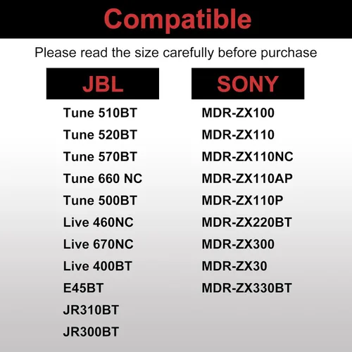 Vista 7 de Almohadillas de repuesto para JBL Tune 510BT 520BT 570BT 660NC 670NC 500BT 450BT 460BT y Live 460NC 670NC y JR310BT JR300BT y Junior 320BT y Sony