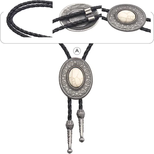 Vista 178 de Jeilwiy Corbata de bolo para hombre, corbata de vaquero occidental, collar de corbata de bolo dorado, corbata de cuero, corbata de Halloween