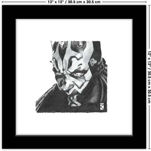 Vista 6 de Gallery Pops Star Wars: Saga - Darth Maul Sketch - Arte de pared, versión enmarcada negra, 12 x 12 pulgadas Versión con marco negro