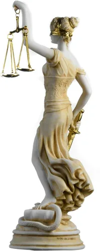 Vista 3 de Estatua de la diosa griega antigua Themis, figura ciega de la justicia, hecha a mano, escultura de abogado, regalo con acabado dorado, 13.8 pulgadas