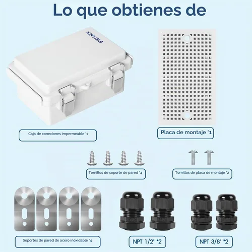 Vista 7 de Caja de conexiones de plástico ABS impermeable para proyectos al aire libre, IP67, resistente a la intemperie, a prueba de polvo con cubierta