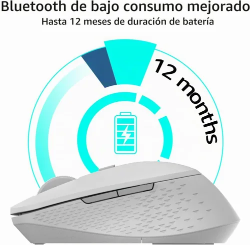 Vista 5 de Rapoo M300G - Mouse inalámbrico silencioso, mouse Bluetooth para portátil, 2.4 GHz con receptor USB, seguimiento óptico de 2400 DPI ajustable