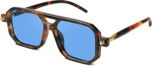 Vista 10 de Retro Aviator Sunglasses for Women Men - 70s Trendy Square Vintage Shade Sun Glasses UV Protection
