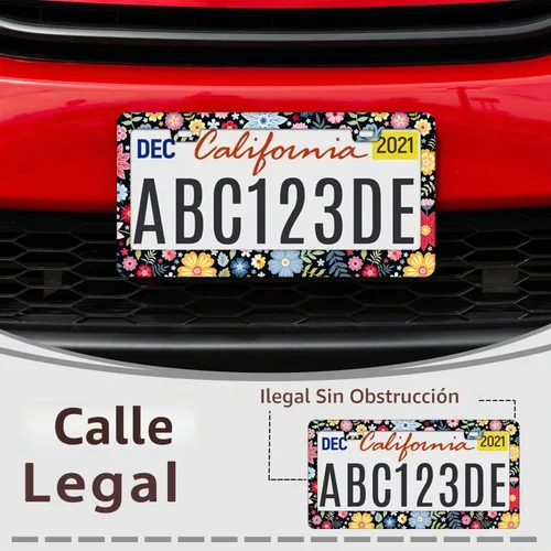 Vista 4 de Marco de matrícula personalizado, marco de placa de matrícula de flores hippie, 2 piezas, cubierta de placa de acero inoxidable para hombres y Negro