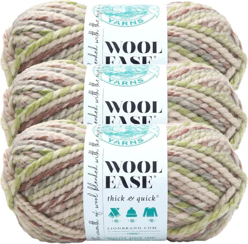 Vista 186 de Lion Brand Yarn - Ovillo de lana Wool-Ease Thick & Quick color fuerza aérea Super Bulky Wool Acrylic Blend Fiber for Soft Hats, Sweaters, Chunky