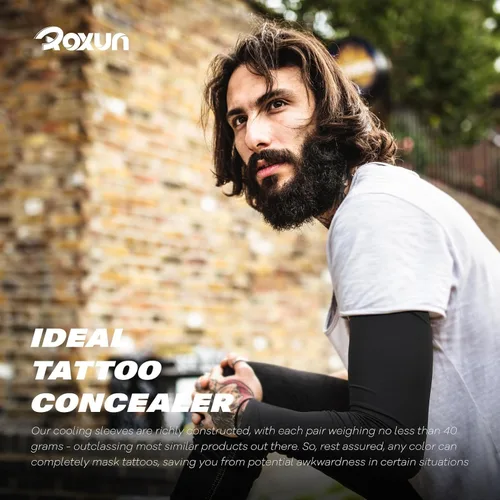 Vista 4 de ROXUN Mangas de brazo, compresión deportiva de protección solar UV refrescante para hombresmujeres