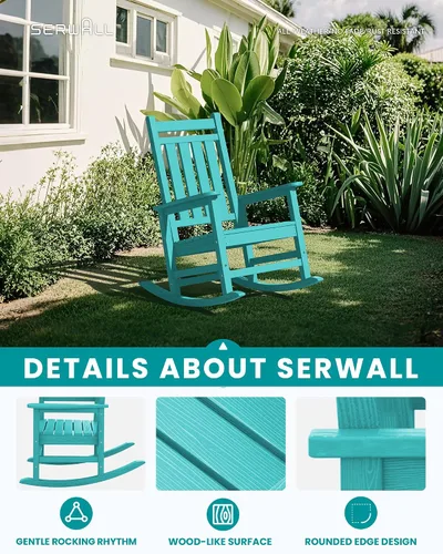 Vista 3 de SEWALL Mecedora de polietileno de alta densidad para adultos, mecedora de gran tamaño para exteriores, para patio, porche, Aruba