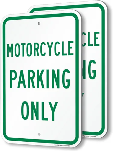 Vista 10 de SmartSign Solo estacionamiento de motocicletas, 10 x 14 pulgadas, aluminio laminado inoxidable de 40 mil, verde/blanco, letrero de metal duradero