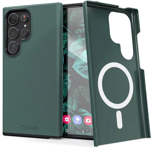 Vista 49 de Crave Dual Guard para Samsung Galaxy S22 Ultra, Verde bosque, Funda para teléfono celular, Protección a prueba de golpes, Doble capa, TPU/PC