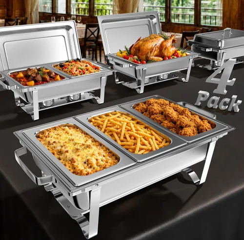 Vista 12 de Juego de Platos de Roce Amhier para Buffet 4 Piezas, Juego de Platos de Roce para Buffet de 9 Cuartos de Galón con Combo de Diferentes Bandejas