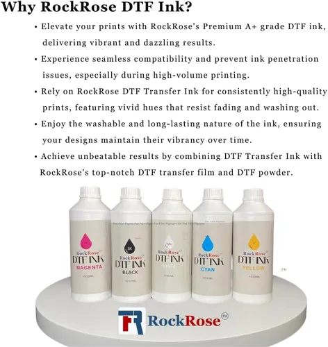 Vista 3 de RockRose Tinta DTF blanca 33.8 fl oz para película de transferencia DTF, antiobstrucción, colores vivos, tinta de impresora DTF para ET-8550 L-1800