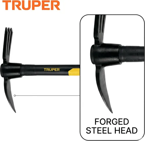 Vista 3 de Truper Cultivador rápido, cultivador de excavadora, mango de fibra de vidrio de 14 pulgadas con agarre cómodo, herramienta de excavación y aireación