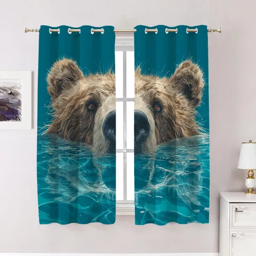 Vista 86 de Maritime Ocean Blackout Tier Curtains, Anchors Nautical Art Half Window Drapes for Kitchen with Rod Pocket,Room Darkening 2 Pack 26X24 Inches