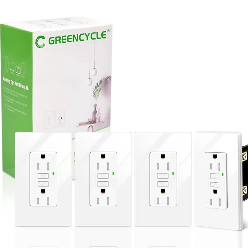 Vista 16 de Greencycle Toma GFCI de 15 amperios con puertos USB C y USB A, 1 unidad de toma eléctrica GFCI de prueba automática con USB, con indicador LED
