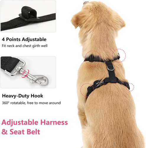 Vista 39 de VavoPaw Cinturón de Seguridad para Perros, Chaleco de Seguridad Arnés para Perros para Automóvil con Hebilla Ajustable Cinturón de Seguridad
