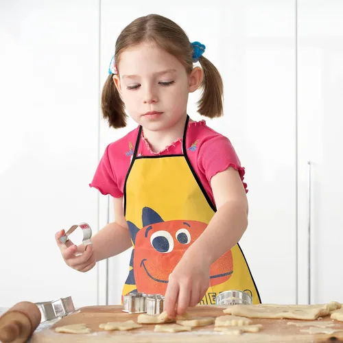 Vista 2 de Cute Kids Aprons for Cooking Painting Baking, Waterproof Toddler Aprons with Pockets, Art Smock for Boys Girls