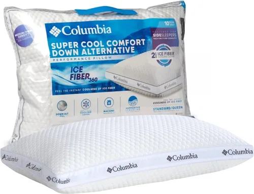 Vista 9 de Almohada Columbia Comfort Ice Fiber Side Sleeper Down Alternative con relleno de fibra de poliéster, funda transpirable de doble cara