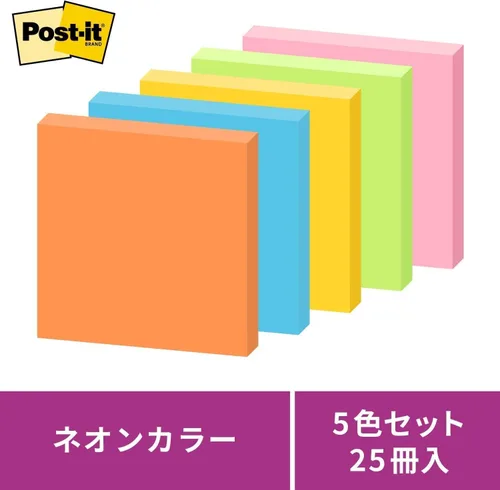 Vista 4 de Pack of 5 75 x 75mm mixed color fluorescence Sumitomo (3M) Post-it (R) strong adhesion Notes 654-5SSAN (japan import)