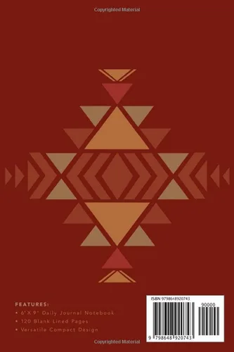 Vista 2 de Southwest Tribal Pattern Daily Journal Notebook 6" X 9" Notebook 120 Blank Lined Pages