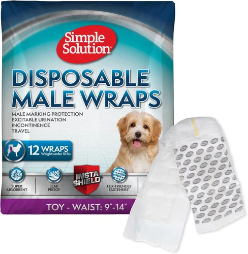 Vista 16 de Simple Solution Pañales Desechables Envolventes para Perros Machos, True Fit, Absorbentes, A Prueba de Fugas con Indicador de Humedad, Pañal