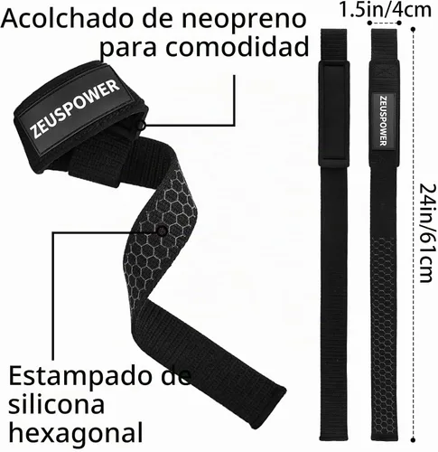 Vista 2 de Lifting Straps Wrist Straps for Weightlifting Gym Straps Weight Lifting Deadlift Workout Women Men Dumbbell Straps for Hand RDL Strap Exercise