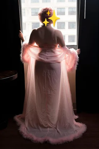 Vista 7 de Molisa Bata de plumas sexy de gasa transparente de lencería larga para boda, bufanda de ilusión, bata de baño, bata de novia