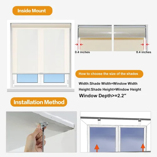 Vista 4 de Persilux Persianas solares inalámbricas de tamaño personalizado para ventanas, persianas enrollables con 5 % de apertura, ventanas enrollables