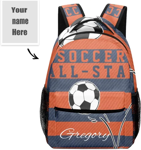 Vista 2 de Balones de fútbol rosa mochila escolar personalizada para niños y niñas, mochila primaria de viaje, Opción 3, Mochilas Tradicionales