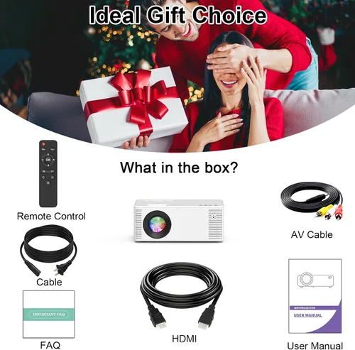 Vista 7 de TMY Proyector WiFi con Bluetooth 5.1, mini proyector de película compatible con 1080P, compatible con TV Stick, teléfono, computadora, HDMI, USB, TF