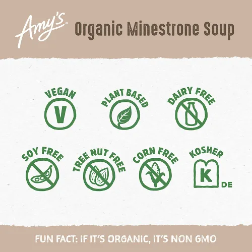 Vista 10 de Amy's Sopas, sopa de minestrona orgánica ligera en sodio, 14.1 onzas