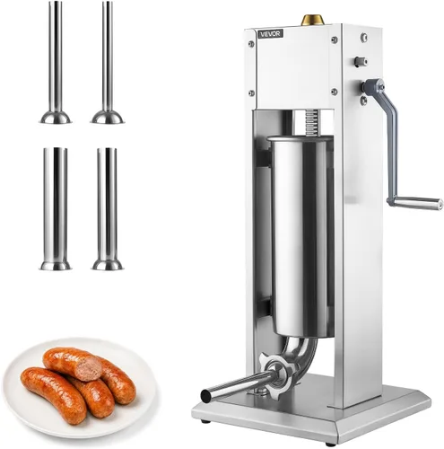 Vista 11 de VEVOR Embutidor manual de salchichas 15 lbs/7L Máquina de carne vertical de Plateado-7LN