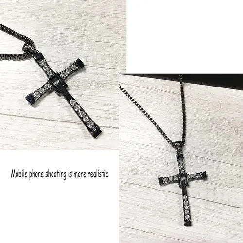Vista 6 de KEYCHIN Collar de cruz inspirado para entusiastas de los deportes rápidos, regalo de cruz con colgante de acero de titanio, joyería periférica