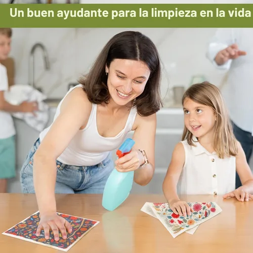 Vista 2 de Paños de cocina suecos reutilizables, paquete de 6, paños de cocina sin olor, paños de papel reutilizables de secado rápido, paños de papel