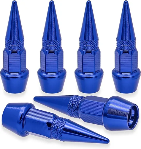 Vista 29 de 4 piezas de tapas de válvula de neumático con estilo púas, cubiertas de válvula de neumático universales de aleación de aluminio a prueba de polvo