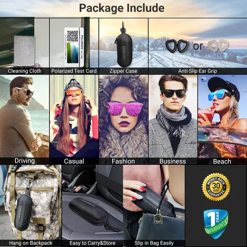 Vista 5 de ROCKNIGHT HD Polarized UV400 Protection Anti Glare Sunglasses TR90 Frame Lightweight Beach Driving