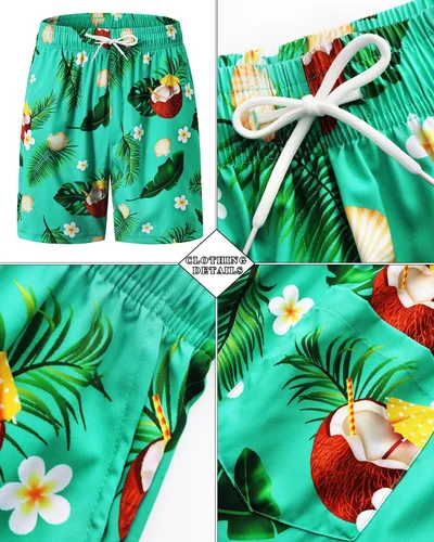 Vista 119 de TUNEVUSE Conjunto de camisas y pantalones cortos hawaianos para hombre, 2 piezas, trajes de playa con estampado de flores, traje tropical de verano