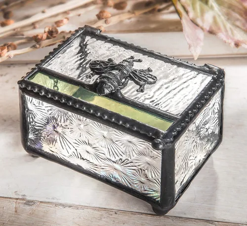 Vista 2 de J Devlin -Bee - Caja de cristal para joyas de recuerdo, pequeñas cajas decorativas - Caja 753