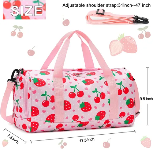 Vista 4 de BTOOP Bolsa de lona para niñas, niños, gimnasio, deportes, mujer, bolsa de viaje para entrenamiento, fin de semana, con compartimento para zapatos