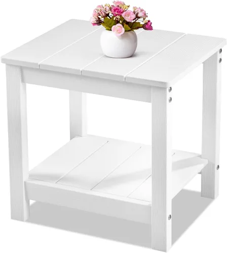 Vista 16 de Stoog Mesa auxiliar para exteriores, mesa auxiliar de madera de polietileno para todo tipo de clima, mesa auxiliar rectangular para patio trasero
