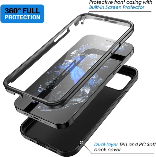 Vista 2 de SURITCH Funda compatible con iPhone 12 Mini 2020, [protector de pantalla integrado], protección de cuerpo completo, a prueba de golpes, resistente