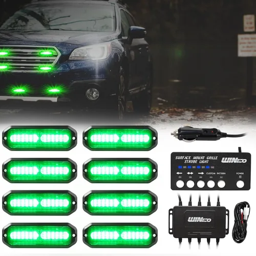 Vista 10 de WINECO Luces de policía para vehículos, 8PCS LED de Montaje en Superficie Luces Estroboscópicas Kit de Seguridad de Emergencia Advertencia Parrilla