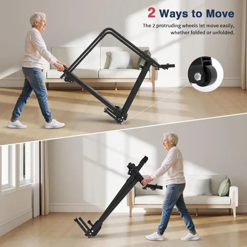 Vista 5 de Redliro Treadmill for Seniors with Long Handrails - Walking Treadmill 0-2% Incline, 300 lbs Capacity, Foldable for Home Small, Auto Lube, Mute &
