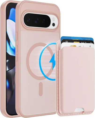 Vista 27 de Funda magnética para Google Pixel 9A con soporte para tarjetas, funda magnética desmontable, [compatible con MagSafe] a prueba de golpes con ranura
