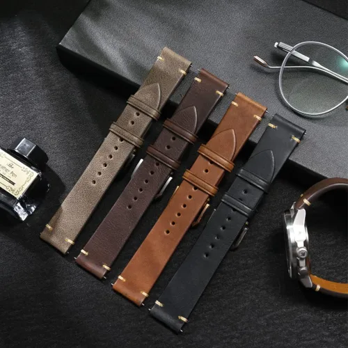 Vista 8 de REZERO - Correa de reloj de liberación rápida, correas de reloj de cuero de grano superior para hombres y mujeres, 0.709in, 0.787in, 0.827in
