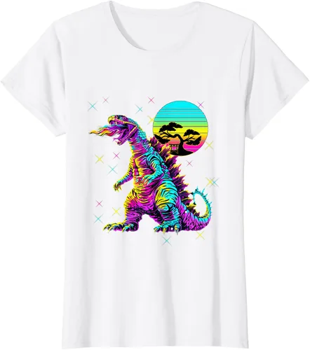 Vista 13 de Cool Streetwear synthwave 80s 90s retro anime snakezilla camiseta, Negro