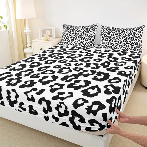 Vista 19 de Sábana bajera ajustable para niños, tamaño individual, diseño de cebra y leopardo con purpurina, decoración de habitación para niñas y mujeres, A1