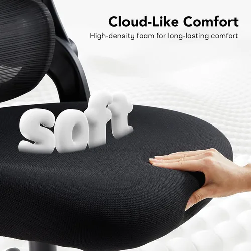 Vista 6 de HUANUO HNOC13 - Silla de oficina ergonómica, silla de escritorio de respaldo alto con soporte lumbar hacia arriba y abajo, reposabrazos abatibles