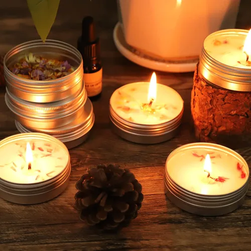 Vista 6 de OBKJJ 48 latas redondas de aluminio con tapa, latas de metal de 2 onzas, recipientes para velas de alimentos con tapas de rosca para manualidades