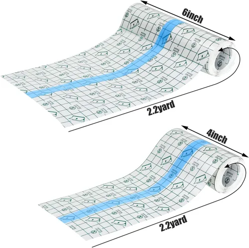 Vista 2 de 6 rollos de vendaje impermeable de 2 tamaños, vendajes adhesivos transparentes para tatuajes, natación y cuidado posterior
